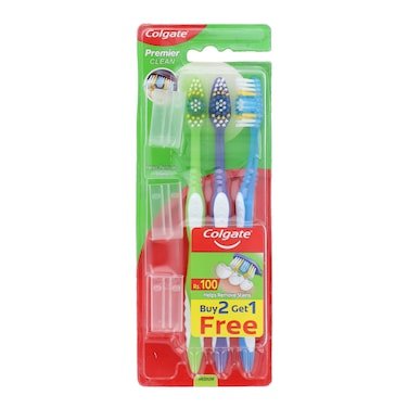 Colgate Premier Clean Toothbrush Triple Pack (Medium) 1 Packet